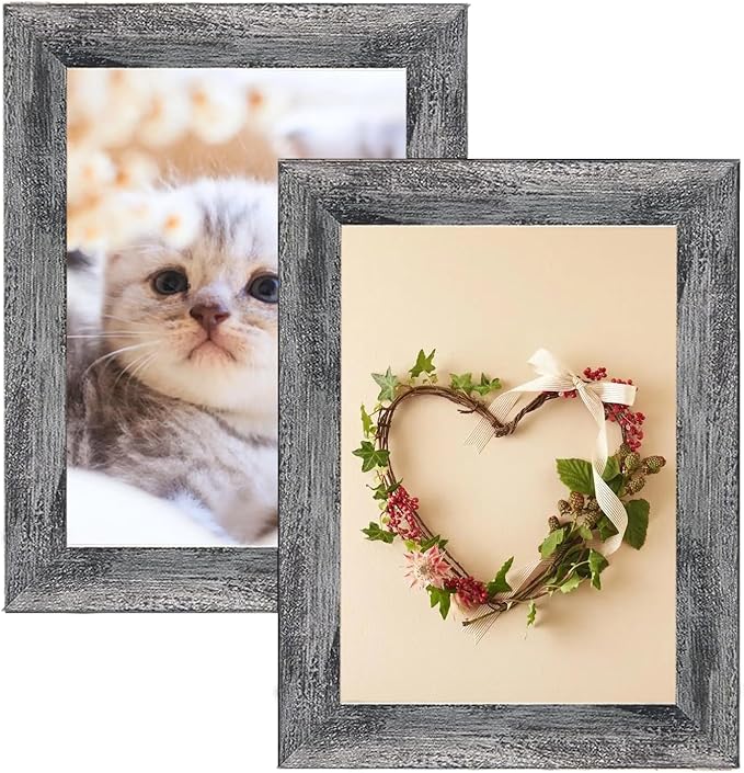 Picture Frame Set 10 pack, Farmhouse Photo Frames, Gallery Wall Frame Collage, 8x10 5x7 4x6 Frames in 3 Different Finishes Picture Frames For Wall or Desk,Rustic Black