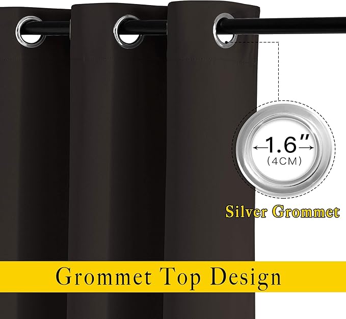 NICETOWN Room Darkening Slding Glass Curtain Panels - Window Treatment Thermal Insulated Grommet Light Blocking Drapes for Bedroom/Home Office (2 Panels, 80 by 84, Toffee Brown)