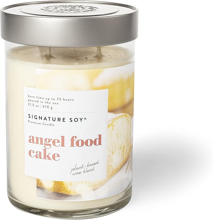 Signature Soy Lidded Angel Food Cake Scented Candle, Extra Large Jar