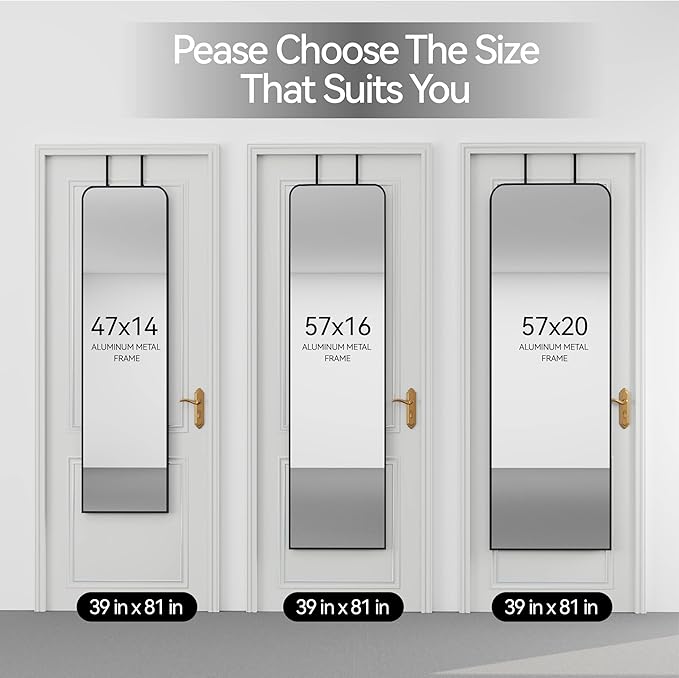 SCWF-GZ Rectangle 57x16 Mirror Full Length Wall Mounted Hanging or Against Wall Metal Frame Dressing Make-up Mirrors for Entryway Bedroom Bathroom Living Room 57 16 inch Black