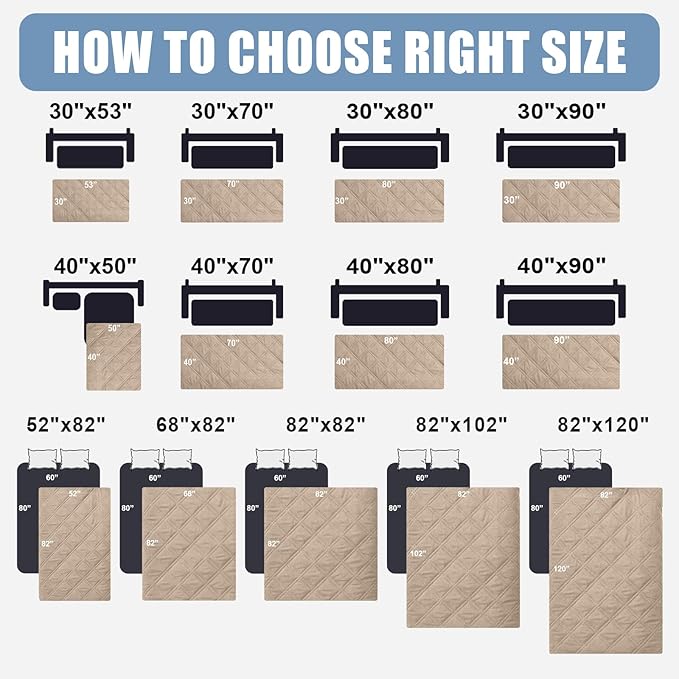 Smiry Waterproof Dog Bed Cover Pet Blanket, Soft Washable Dog Blanket for Furniture Bed Couch Sofa Reversible, Checkered (30"x53", Taupe/Beige)