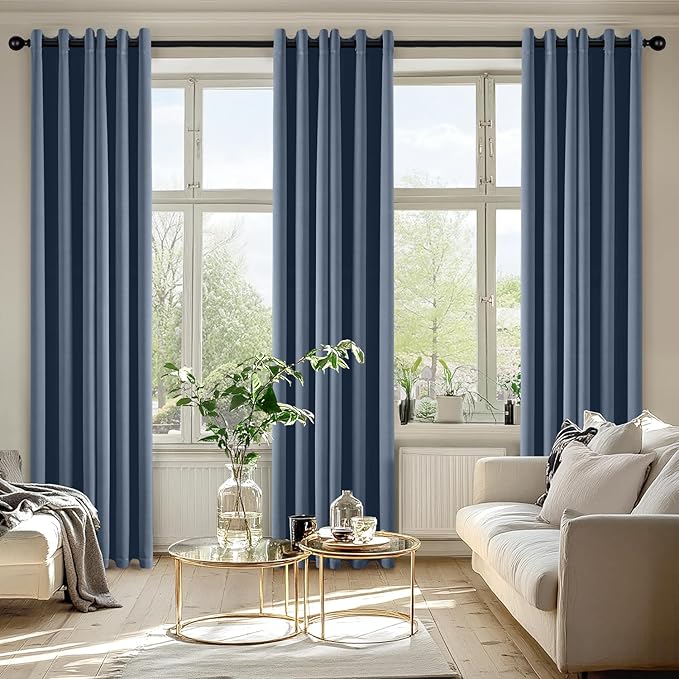 MIULEE Stone BlueBlackout Curtains for Bedroom Living Room 84 Inches Long 2 Panels, Thermal Insulated Room Darkening Drapes Grommet Noise Reducing Light Blocking Window Treatments 40x84 Inch