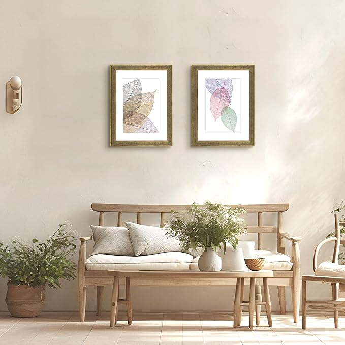 Golden State Art, 12x16 Ornate Finish Photo Frame with White Mat for 8x12 Picture & Real Glass. Color: Distressed Gold