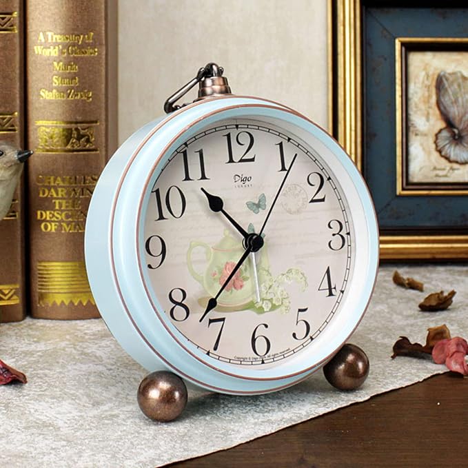 Maxspace 5.2in Desk Clock, Retro Silent Analog Clock Non-Ticking & Battery Operated with Quartz Movement,Clock Decor for Bedroom Living Room - Image 3