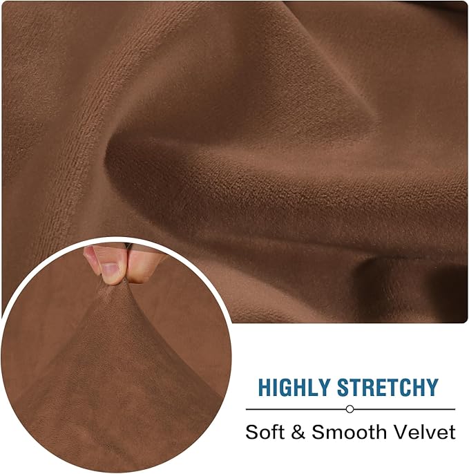 H.VERSAILTEX Velvet Stretch Individual Couch Cushion Cover Plush Cushion Slipcover for Loveseat Sofa Cushion Furniture Protector Seat Cushion Sofa Cover (1 Piece Sofa Cushion Cover, Caramel Cafe)