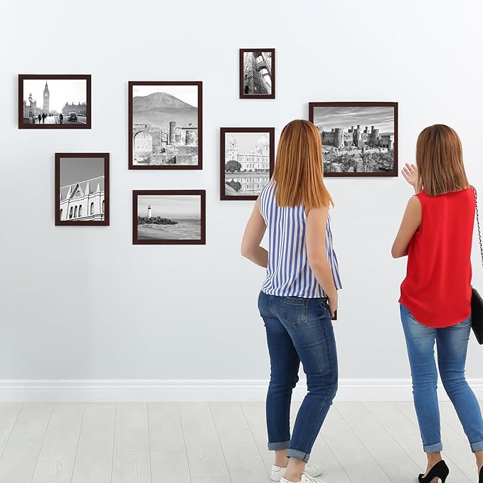 Fixwal 20 Pack Picture Frames Collage Wall Decor Wall Frame Set for Gallery Wall Decor, Hanging or Tabletop Display, Assorted Picture Frames Including 8x10, 5x7, 4x6 Family Photo Frames, Brown