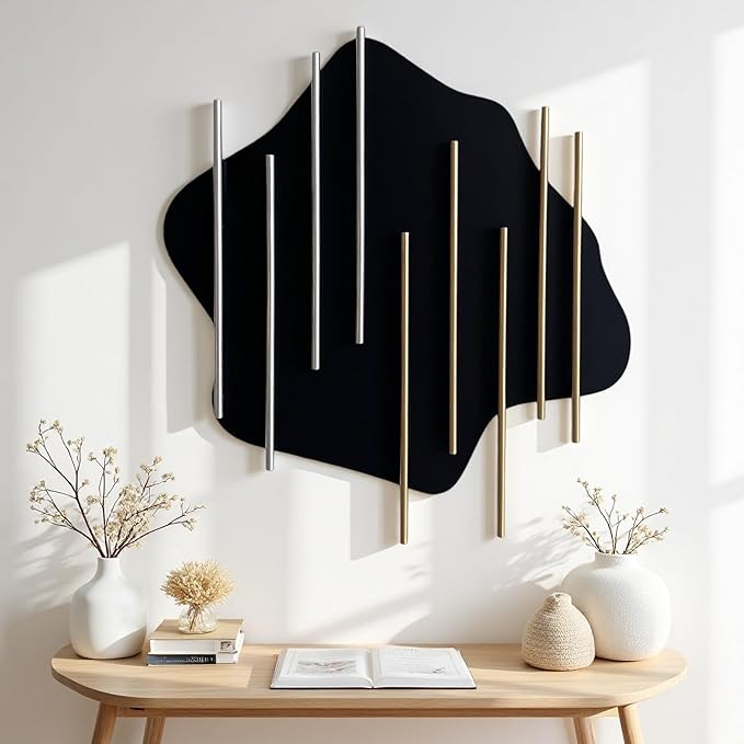 HYVAKUPPA 3D Large Metal Wall Decor Modern Aesthetic Wall Sculptures 19.3”W by 19.7”H Luxury Geometric Circular Decor Wall Art Artwork for Bedroom Dining Living Room Wall Decorations