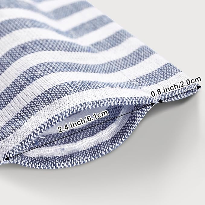 ASPMIZ Farmhouse Valances for Windows, Cotton Linen Kitchen Curtains Valances with Rustic Buttons, Blue Striped Window Valance for Living Room, Boho Valance Curtains for Bathroom, 52 x 18 Inches