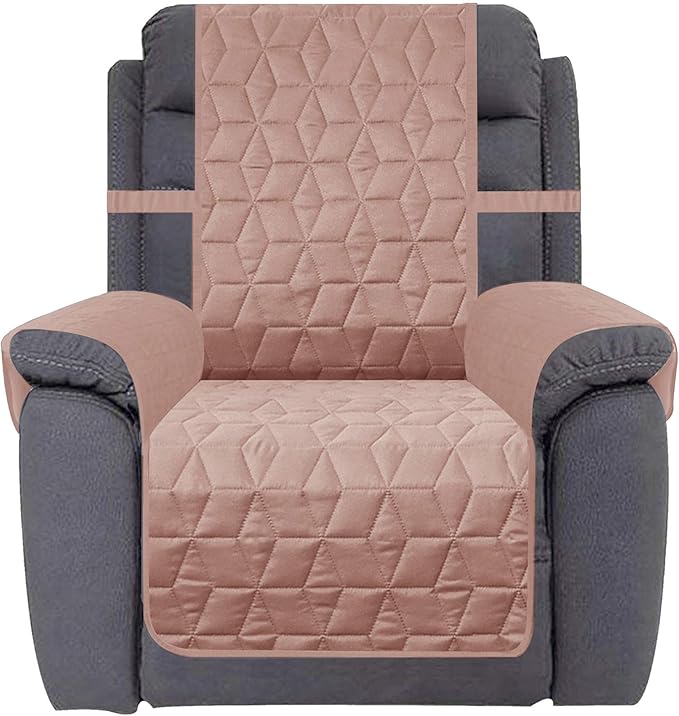 Ameritex Waterproof Nonslip Recliner Cover Christmas Decor Stay in Place, Dog Couch Recliner Cover Furniture Protector for Pets and Kids (Pink, 30'')