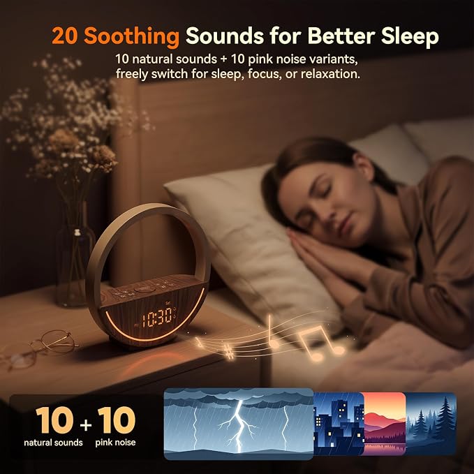 Vivilumens Sunrise Alarm Clock with Sound Machine & Night Light - Image 5