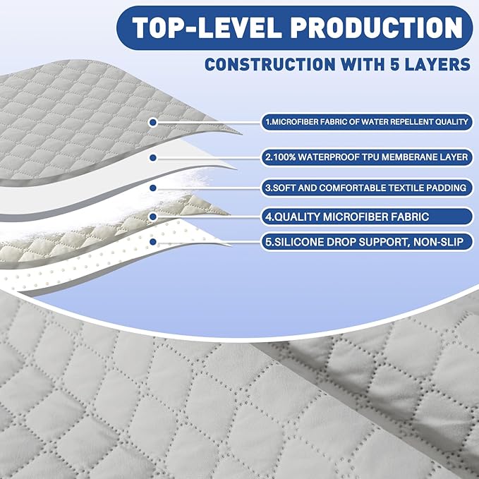 XINEAGE Oversized Sofa Cover Waterproof Couch Covers for 3 Cushion Couch, Soft Washable Slipcover with Pockets & Non-Slip Elastic Straps, Thick Furniture Protector (XL-Sofa, Light Grey)