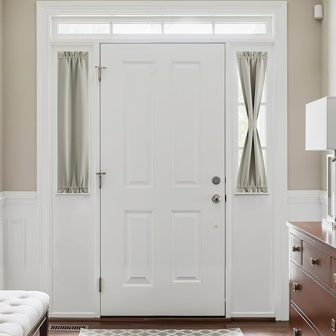 NICETOWN Blackout Side Door Curtains, Front Door Curtains for Small Window, Privacy Shades for Sidelight, Thermal Insulated Window Covering, Natural, 1 Panel, W12 X L40 Inches Long