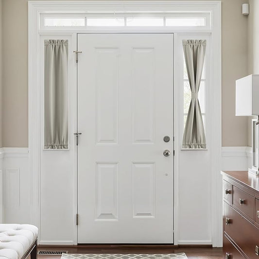 NICETOWN Blackout Side Door Curtains, Front Door Curtains for Small Window, Privacy Shades for Sidelight, Thermal Insulated Window Covering, Natural, 1 Panel, W12 X L40 Inches Long