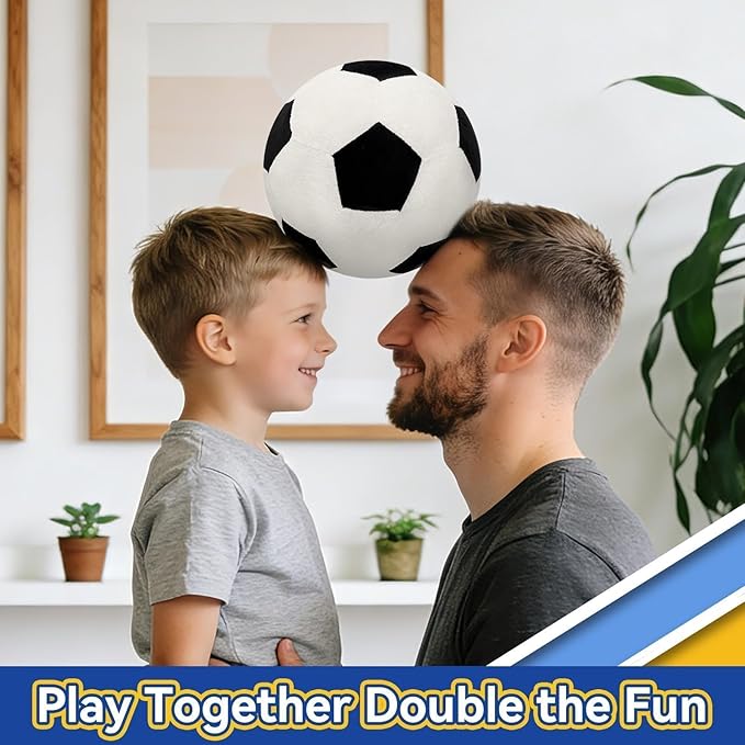 Fluffy Soccer Pillow - 8" Orbicular Durable Soccer Ball Plush, Soft Stuffed Soccer Decorative Pillows for Couch & Bedroom, Sports Gift for Soccer Enthusiasts