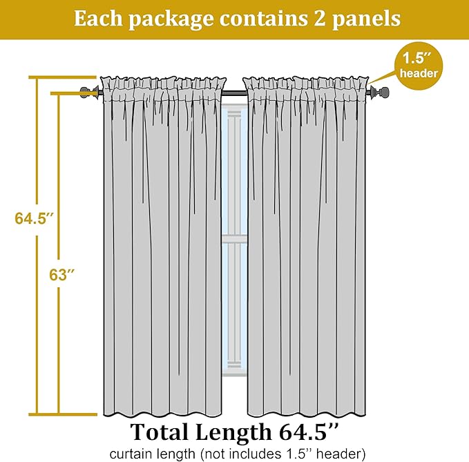 OWENIE Sheer Hot Pink Curtains for Bedroom Living Room 63 Inch Length 2 Panels Set, Modern Soft Solid Light Filtering Sheer Curtains for Dining Room, Rod Pocket Window Treatments, Hot Pink, 42"Wx63"L