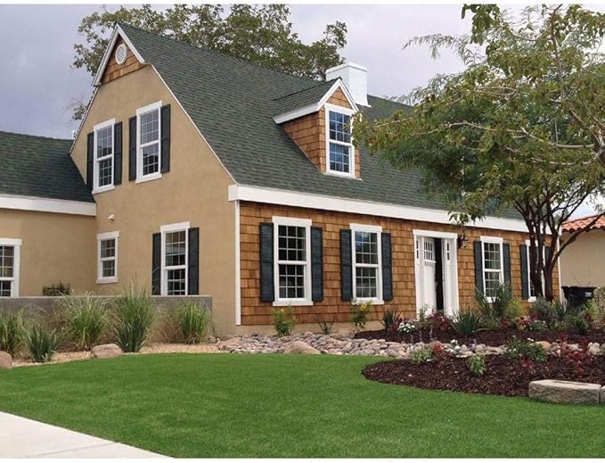 Ekena Millwork Lifetime Vinyl LL1S12X07500MB Standard Cathedral Top Center Mullion, Open Louver Vinyl Shutters, w/Installation Shutter-Lok's & Matching Screws (Per Pair), 12"W x 75"H, Midnight Blue