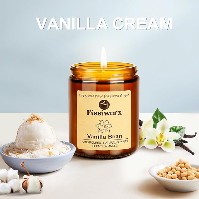 Vanilla Scented Candle Set 2 Pack, Candle for Home Scented, Odor Eliminating, Stress Relief, 15oz, 110 Hours Long Lasting Candles, Soy Candle Gift Set for Women
