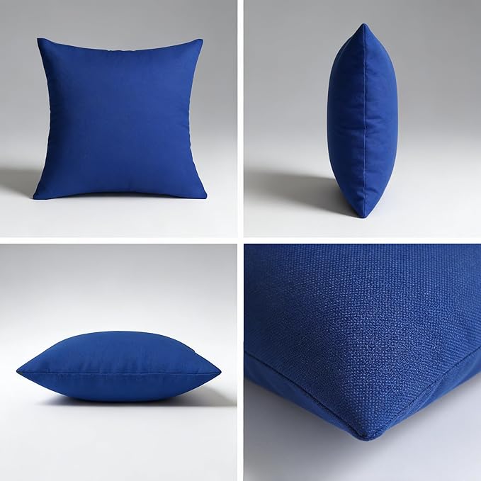 JMGBird Water-Resistant Outdoor Pillows Set of 2, 18x18 inch Durable Navy Blue Throw Pillows with Inserts for Patio Furniture
