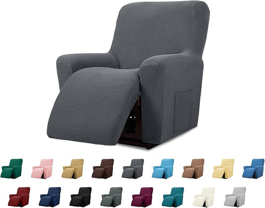 Cupuamon Recliner Chair Covers,Lazy Boy Recliner Covers Stretch Reclining Covers 1 Piece Furniture Protector with Elastic Bottom for Dog,Kids-Charcoal
