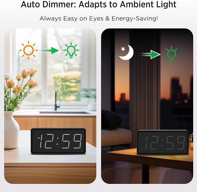 Peakeep Battery Operated Digital Alarm Clock for Bedrooms Big Numbers - Image 3