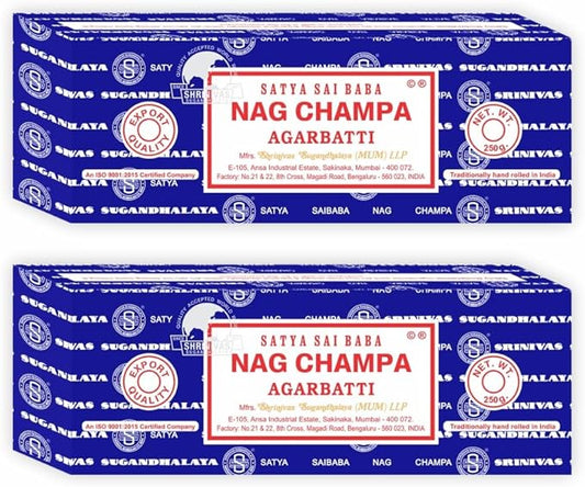 Satya Sai Baba Nag Champa Agarbatti, 250gms Hand Rolled Fine Quality Incense Sticks for Purification, Relaxation, Positivity, Yoga, Meditation (NC250 Pack of 2)