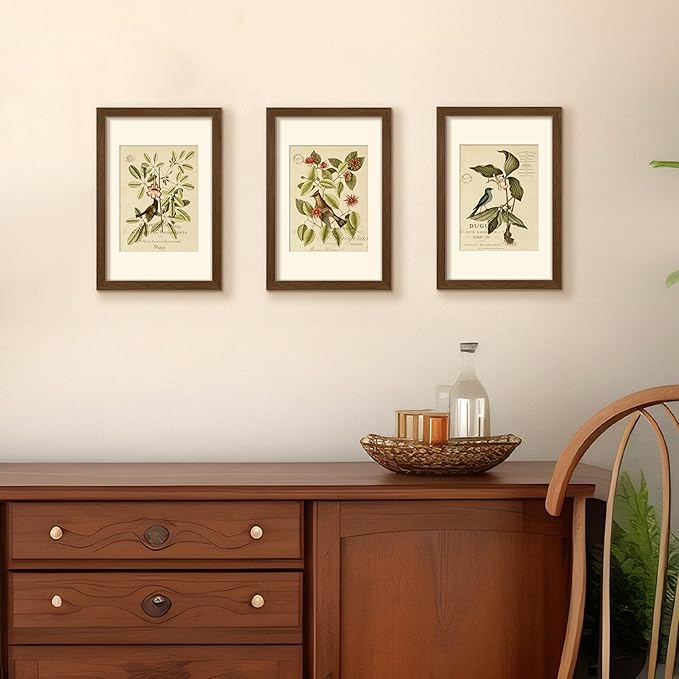 upsimples 8x12 Picture Frame, Display Pictures 6x8 with Mat or 8 x 12 Without, Wall Hanging Photo Frames, Brown, 1 Pack