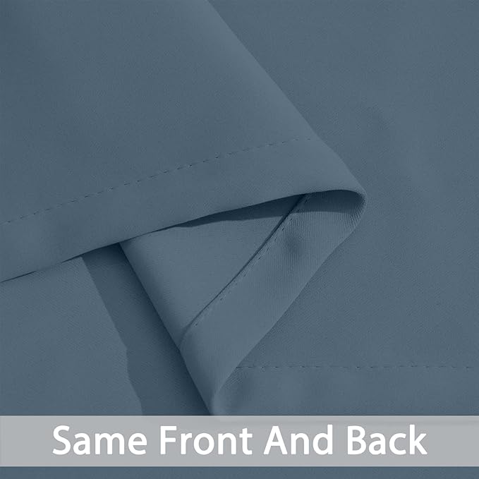 Yakamok Blackout Curtains Room Darkening Thermal Insulated Window Panels,Solid Grommet Top Drapes for Bedroom/Living Room(62Wx72L, Stone Blue, 2 Panels)