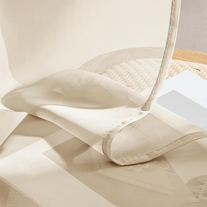 MIULEE Butter Cream Sheer Curtains 84 Inches Long, 4 Panels Set, Rod Pocket Voile Drapes Light Filtering and Semi Transparent, Elegant Window Treatments for Bedroom Living Room,42 x 84 Inches