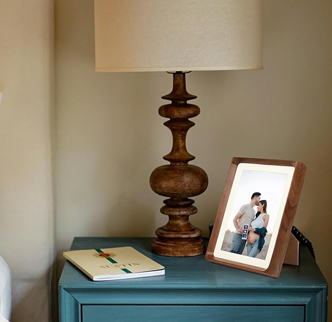 Square 4x4 Picture Frame with Mat for 3x3, Natural Walnut Wood Handcrafted Rounded Corner with Real Glass, Vertical or Horizontal Display Photo Gallery Wall & Tabletop Frame