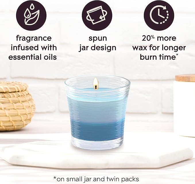 Glade 1-Wick 2in1 Scented Candle Jar, Moonlit Walk & Wandering Stream, Air Freshener Infused with Essential Oils, 4.08 Oz, 3 Count
