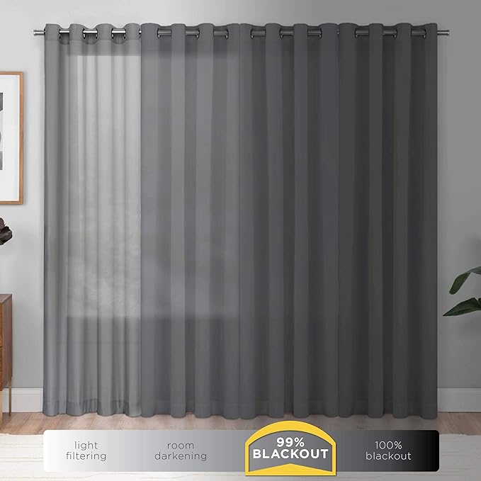 ECLIPSE Kendall Modern Blackout Thermal Rod Pocket Window Curtain for Bedroom or Living Room (1 Panel), 42" x 63", Charcoal