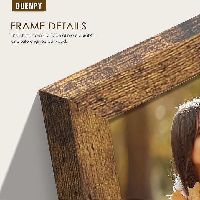 5 Folding 5x7 Picture Frame Horizontal Engineered Wood Accordion Photo Frame with Plexiglass Tabletop Bookshelf Display Brown