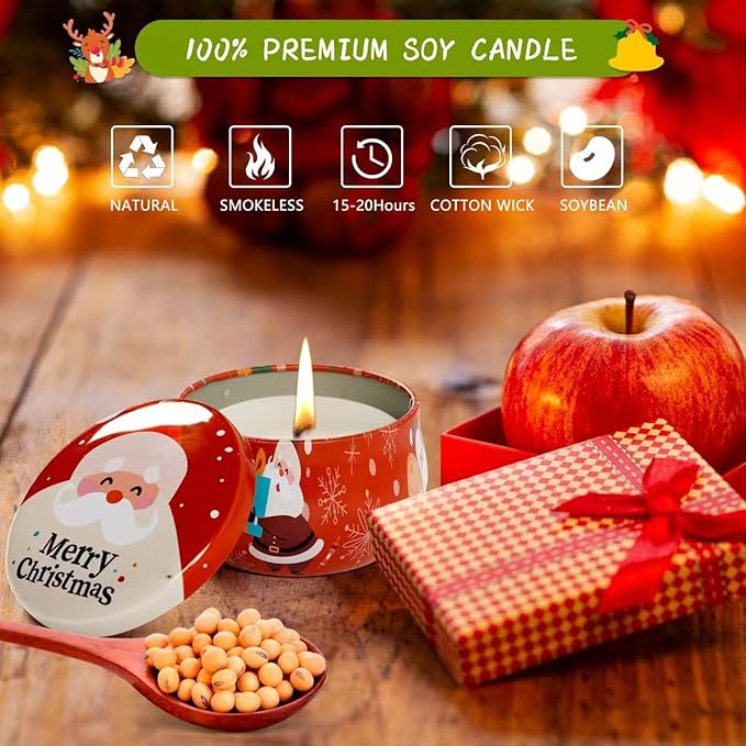 Christmas Scented Candles Gifts Set for Women, 12 Pack 2.5 Oz Xmas Candle Set, Natural Soy Wax Aromatherapy Candles for Christmas Gifts for Women Her