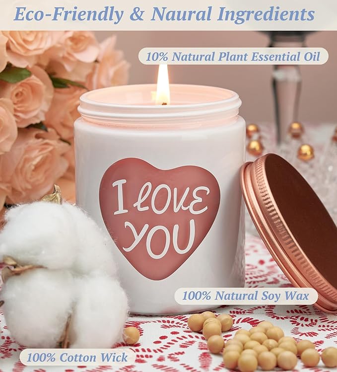 Valentine's Day Candles,Christmas Gifts for Women, Sweet Orange Scent, Holiday Candle Gifts for Mom, Partner, Perfect for Xmas,New Year,Home Décor,Over 40 Hours of Burn Time, 100% Soy Wax