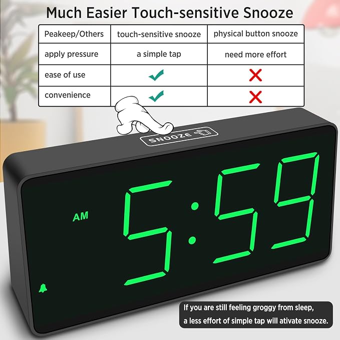 Peakeep Battery Operated Digital Alarm Clock for Bedrooms Big Numbers - Image 7