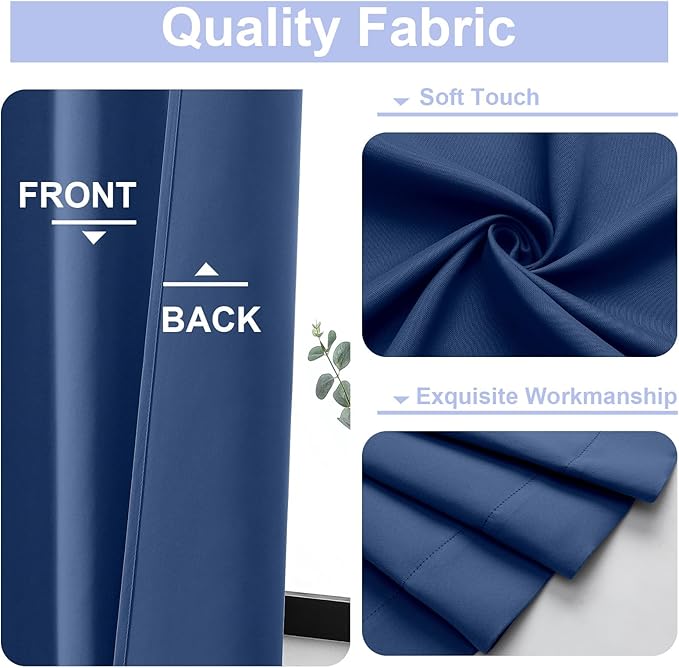 Simplebrand Ava Royal Blue Blackout Curtains for Bedroom 96 Inches Long 2 Panels, Solid Thermal Insulated, Energy Saving Nursery Window Treatment Curtains Blackout Drapes, W40 x L96 Inch, Royal Blue