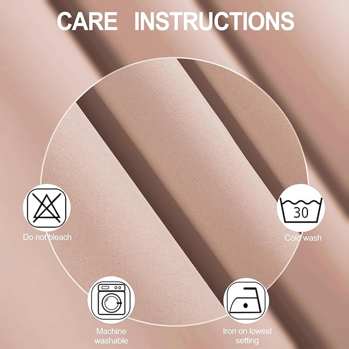 LEMOMO Blackout Curtains 52 x 84 inches Long Blush Curtains Set of 2 Panels Thermal Insulated Room Darkening Curtains for Bedroom