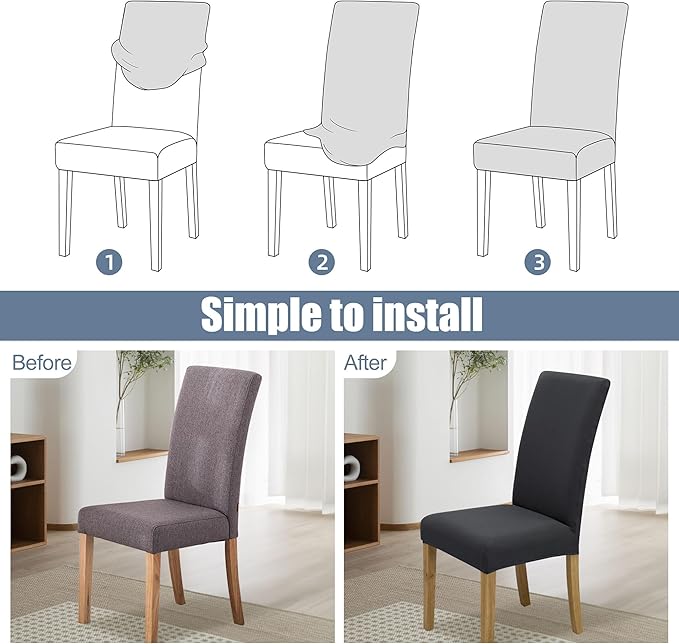 BIETYONE Chair Covers,Dining Room Chair Covers Set of 6,Stretch Kitchen Chair Cover,Washable Dining Chair Cover,Parsons Chair Slipcovers Protective,for Home,Restaurant,Banquet