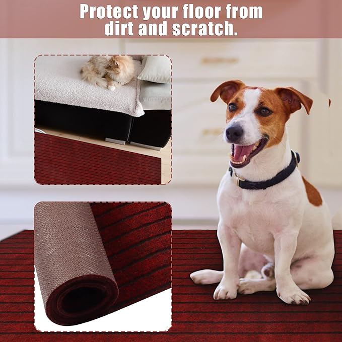 Runner Rug 4 ft x 55 ft Indoor/Outdoor Low Profile, Hallway, Kitchen, Patio, Deck Area, RV, Entryway, Garage, with Non-Slip Rubber Backing, Red with Black Stripe, Custom