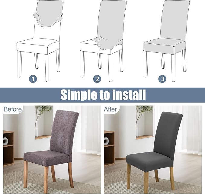 BIETYONE Chair Covers,Dining Room Chair Covers Set of 8,Stretch Kitchen Chair Cover,Washable Dining Chair Cover,Parsons Chair Slipcovers Protective,for Home,Restaurant,Banquet