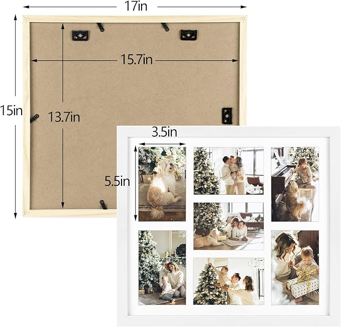 Golden State Art, 13.7x15.7 Matted White Wood 7-Opening for 4x6 Collage Picture Frame