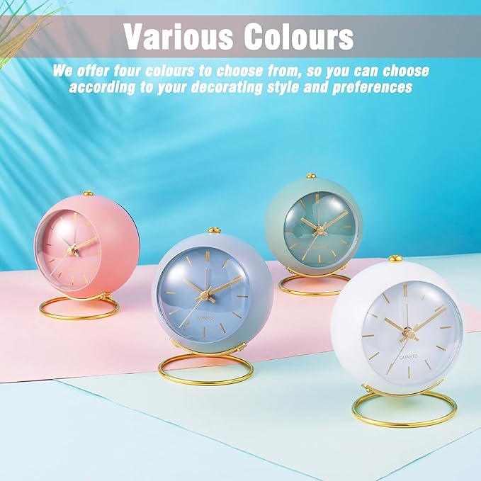 AYRELY® Battery Operated Desk Alarm Clocks with Light,Retro Silent No Ticking Analog Small Clock,Loud Table Clock for Bedside/Bedroom/Kitchen/Office/Travel/Kids/Room Decor Aesthetic Vintage(White)