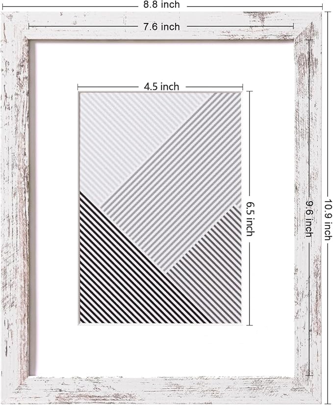 eletecpro 8x10 Picture Frames Set of 10, Picture Frame Collage Wall Decor Display 5x7 Photo with Mat or 8x10 without Mat, Home Decor Gallery Frame for Table Top or Wall Mounting, Distressed White