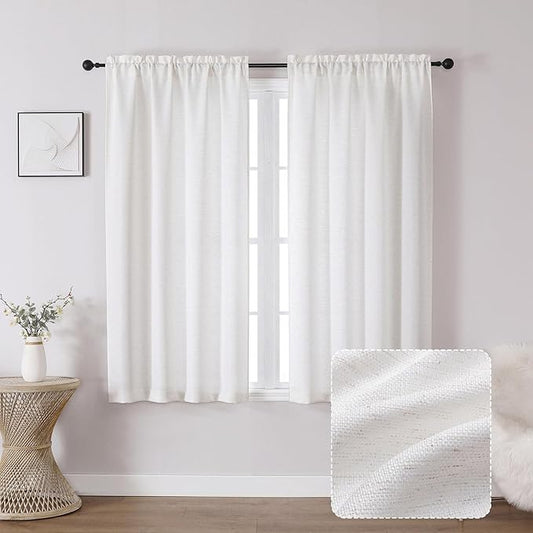Chyhomenyc Bennet Curtains 54 Inch Length 2 Panels, Faux Linen Burlap Textured Light Filtering Soft Airy Rod Pocket Window Treatment Drapes for Living Room Bedroom, 30Wx54L Inch, Set of 2, Natural