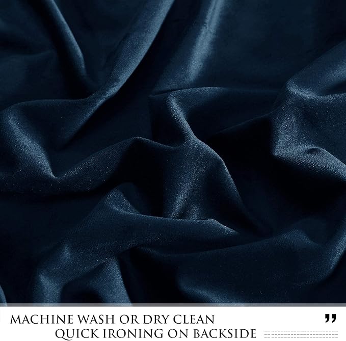 StangH Navy Velvet Curtains for Sliding Door Thermal Insulated Luxury Room Dividers Blackout Bedroom Drapes Grommet Window Curtain Panels for Guest Room/Living Room, Navy Blue, W100 x L84, 1 Panel