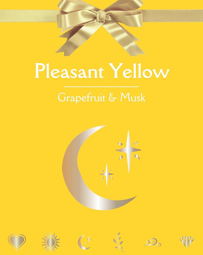 Pet Odor Candle | Grapefruit & Musk w/Gold Moon & Stars Symbol | Pleasant Yellow Candle for Pet Odor Eliminator, Soy Non Toxic Spring Scents and Mom Gifts