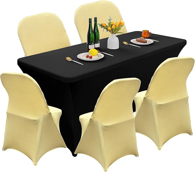 40PCS Stretch Spandex Folding Waterproof Chair Covers,Universal Fitted Chair Cover Protector for Wedding Party Banquet Holidays Celebration Decoration(Champagne)