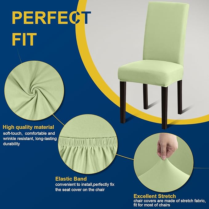 Chair Covers, Stretch Kitchen Chair Covers/Dining Room Chair Covers Set of 6, Removable Washable Dining Chair Slipcovers for Home, Hotel, Banquet