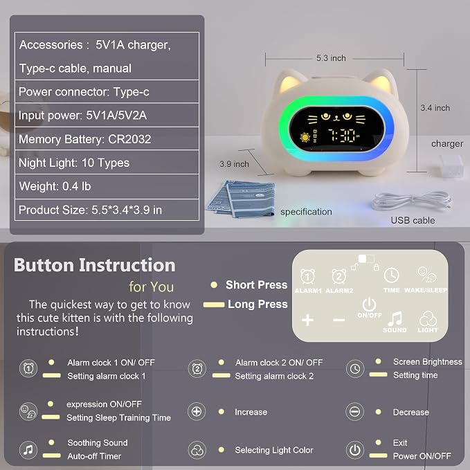 ANALOI Alarm Clock for Kids, Ok to Wake Clock for Kids Girls - Image 7