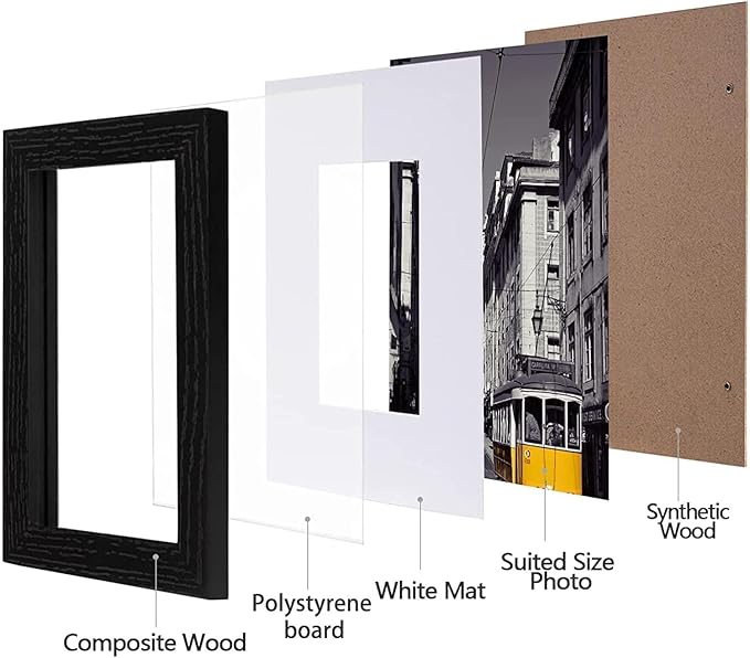 eletecpro 6x9 Picture Frames Set of 10, Picture Frame Collage Wall Decor Display 4x6 Photo with Mat or 6x9 without Mat, Home Decor Gallery Wall Frame for Wall Mounting, Black